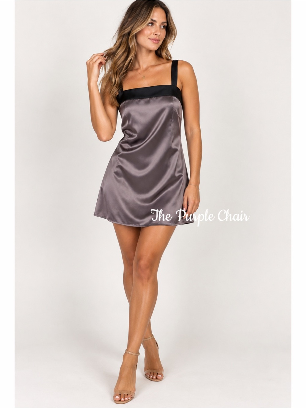NWT Peppermayo Odette Sleeveless Satin Two-Tone Mini Dress *Steel Me Away 10